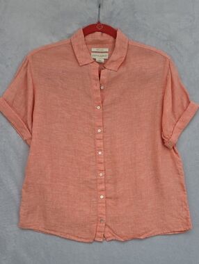 *Cynthia Rowley Coral Button-Up Linen Shirt